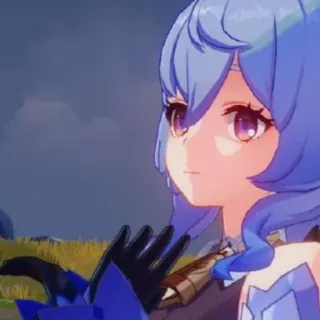 😰 Ganyu Genshin Impact Anime fille, Jeu vidéo, Cheveux bleus, Yeux violets, Genshin Impact, Ganyu telegram sticker