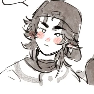 🩹 croquis, dessin, portrait, dessin animé, garçon, casquette telegram sticker