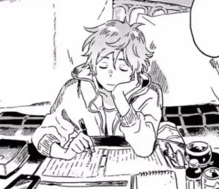 🥱 anime, manga, boy, writing, studying telegram sticker