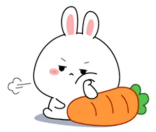 😐 thỏ, thỏ con, cà rốt, tức giận, dễ thương, hoạt hình, emoji telegram sticker