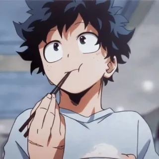 😋 Izuku Midoriya My Hero Academia anime, manga, izuku midoriya, my hero academia, food, chopsticks telegram sticker