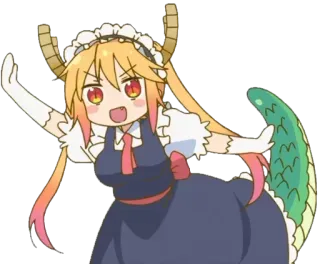 👋 Tohru Miss Kobayashi's Dragon Maid アニメ, ドラゴン, メイド, 可愛い, ファンタジー telegram sticker