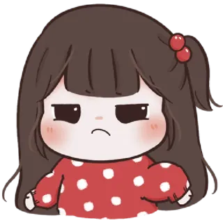 🤪 Desenho animado, Menina, Fofo, Bravo, Triste, Personagem, Ilustração, Adesivo telegram sticker