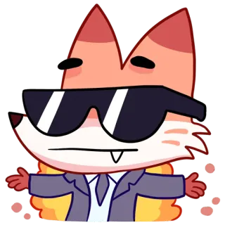 😎 cartoon, fox, sunglasses, animal, suit telegram sticker