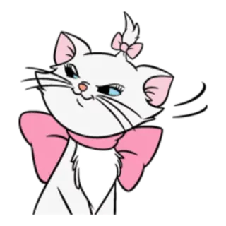😏 Marie The Aristocats gato, gatito, aristogatos, disney, dibujos animados, lindo, lazo rosa, animado telegram sticker