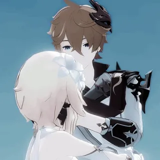 🧊 Tartaglia Genshin Impact 动漫, 电子游戏, 拥抱, 角色, 同人创作, 原神, 达达利亚 telegram sticker