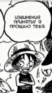 😌 Monkey D. Luffy One Piece ИЗВИНЕНИЯ ПРИНЯТЫ! Я ПРОЩАЮ ТЕБЯ. one piece, luffy, apology, forgive, anime, manga, straw hat telegram sticker
