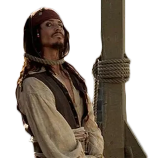😵 Jack Sparrow Pirates of the Caribbean pirate, hanging, death, movie, captain, pirates telegram sticker