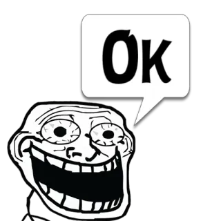 😼 Trollface OK ミーム, インターネット, トロール, 面白い, OK telegram sticker