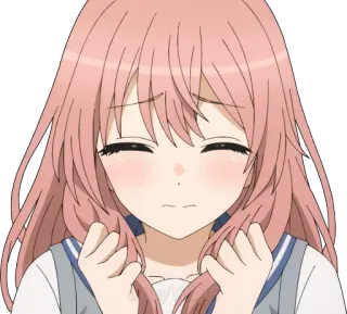 😭 Anime, Garota, Ruborizar, Cabelo Rosa, Bonito telegram sticker
