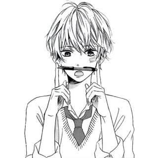 😗 boy, anime, pencil, school, cute, teen, student telegram sticker