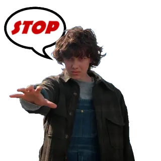 ⛔ Eleven Stranger Things STOP stop, stranger things, eleven, millie bobby brown, tv show, character, hand gesture telegram sticker
