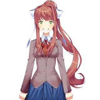 😛 Monika Doki Doki Literature Club! Monika, Doki Doki Literature Club!, anime, girl, school uniform, video game telegram sticker
