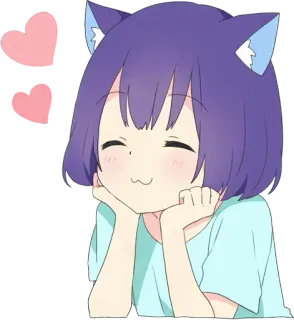 😊 anime, garota gato, fofo, kawaii, coração, adesivo, desenho animado telegram sticker