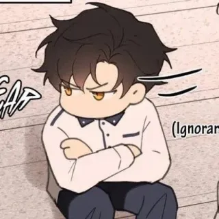 😡 Ignoring Anime, Ragazzo, Cartone animato, Illustrazione, Carino, Arrabbiato, Ritratto telegram sticker