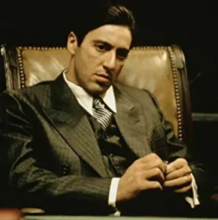 😐 Michael Corleone The Godfather Mafia, Kejahatan, Jas, Serius, Film klasik telegram sticker