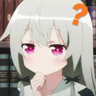 🕸 Dziewczyna anime, Znak zapytania, Myślenie, Zdezorientowany, Słodki, Ilustracja telegram sticker