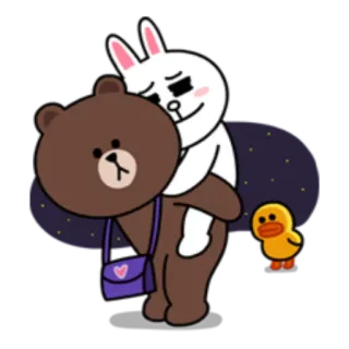 🎎 медведь, кролик, утка, мультик, милый, животное, дружба whatsapp sticker