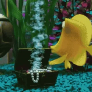 🫧 poisson, trésor, océan, aquarium, vie marine, perles, bulles telegram sticker