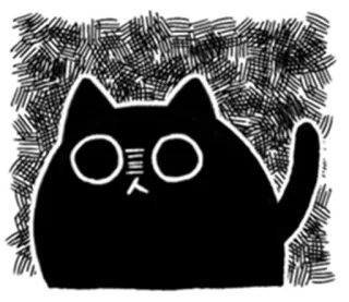 💢 кот, черный кот, животное, мультфильм, иллюстрация, наклейка telegram sticker