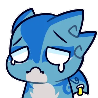 😔 Cartoon, Traurig, Weinend, Blau, Emoticon, Sticker whatsapp sticker