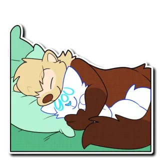 🤗 you furry, sleeping, cuddle, cartoon, cute, bed, hug telegram sticker