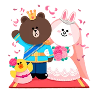 💑 mariage, dessin animé, personnages, amour, romance, fête, mignon whatsapp sticker