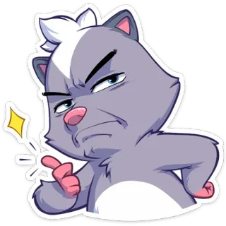 👍 puzzola, cartone animato, animale, carino, personaggio, che indica telegram sticker