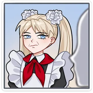 🫤 Аниме, Горничная, Блондинка, Женщина, Мультфильм whatsapp sticker