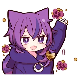 😎 Anime, Cheveux violets, Chibi, Mignon, Fleurs telegram sticker