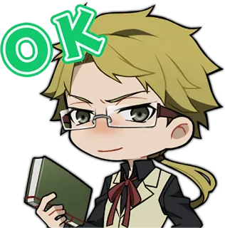 👌 OK OK, Figur, Anime, Mann, Brille whatsapp sticker