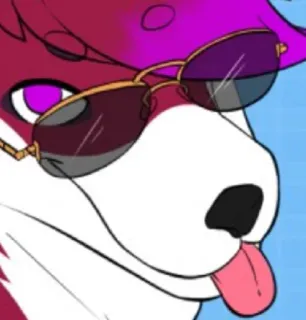😛 หมา, สัตว์, แว่นตา, แว่นกันแดด, ลิ้น, เท่, สัตว์เลี้ยง, การ์ตูน telegram sticker