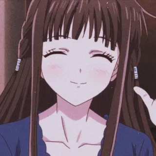 😄 Tohru Honda Fruits Basket Anime, meisje, schattig, glimlachend, Tohru Honda, Fruits Basket telegram sticker
