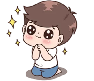 😍 Dessin animé, Mignon, Garçon, Étincelles, Suppliant, À genoux, Anime telegram sticker