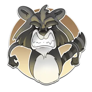 👊 rakun, marah, hewan, kartun, ilustrasi, stiker telegram sticker