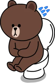 🚽 Brown Bear beruang, toilet, kamar mandi, sembelit, Line Friends, Brown telegram sticker