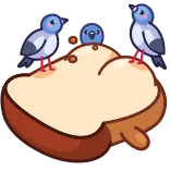 🍞 pigeon, bread, bird, cartoon, animal telegram sticker