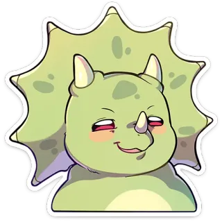 ⭐ dinosaure, tricératops, mignon, animal, dessin animé, autocollant telegram sticker