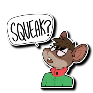 ❓ SQUEAK? мышь, писк, мультик, животное, вопрос, говорящий, очки telegram sticker
