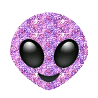 👽 alien, emoji, purple, sparkle, glitter, cute, fun whatsapp sticker