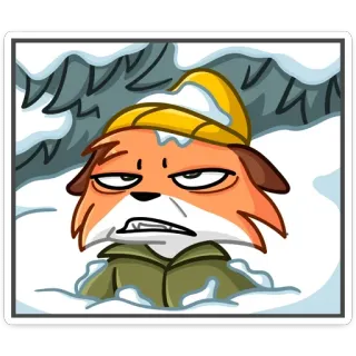 🥶 dessin animé, renard, neige, hiver, chapeau, ennuyé, déçu telegram sticker