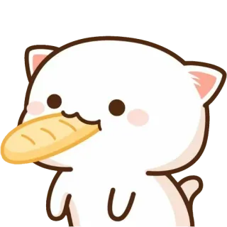 🥖 cat, bread, cartoon, animal, cute whatsapp sticker