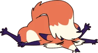 😩 キツネ, 漫画, 動物, 横たわる, オレンジ telegram sticker