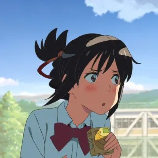 🍣 Mitsuha Miyamizu Your Name Anime, Personnage, Mitsuha, Miyamizu, Your Name, Féminin, Uniforme scolaire telegram sticker