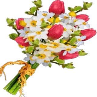 🌸 flowers, bouquet, tulips, daffodils, spring, floral whatsapp sticker