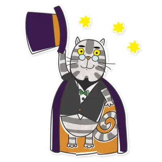 🌟 gato, mágico, cartola, desenho animado, fofo telegram sticker