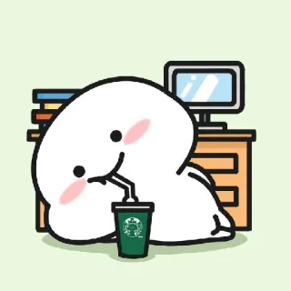 🥤 imut, kartun, kopi, malas, kerja, Starbucks whatsapp sticker