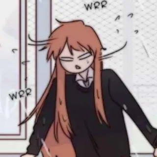 🎈 WRR WRR Cartoon, Anime, Mädchen, verärgert, Wind, lange Haare whatsapp sticker
