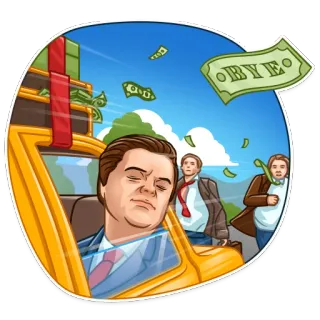 🚕 BYE argent, taxi, au revoir, adieu, départ, richesse, dessin animé telegram sticker