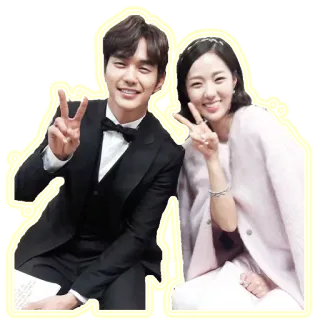 ✌️ peace sign, man, woman, people, smiling telegram sticker